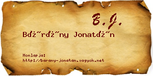 Bárány Jonatán névjegykártya